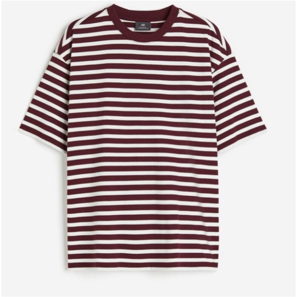 H&M: Maroon and White Striped Short Sleeve Tee Nwot